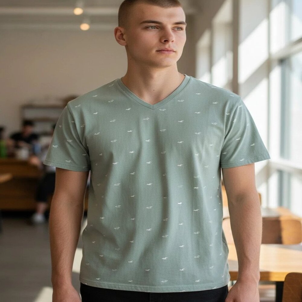 Hollister mens t shirt xl, Sage Green, Short Sleeve, 100% Cotton